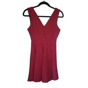 Haute Monde Pleated Burgundy Mini Dress
